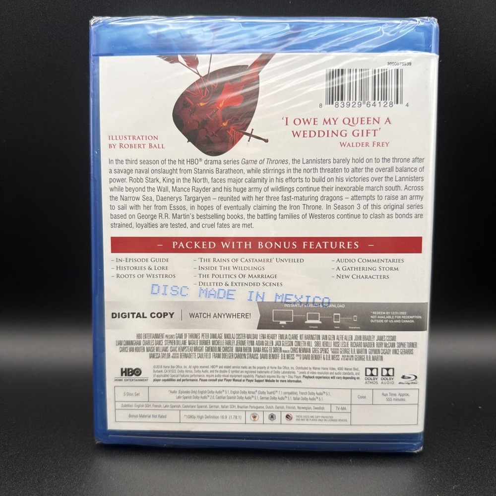 Game of Thrones Blu-ray 2017 Complete Third Season Limited Edition - Picture 4 of 4